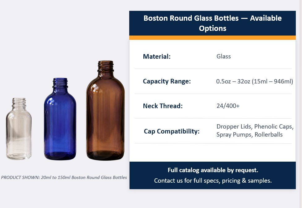 Boston Round Glass Bottles