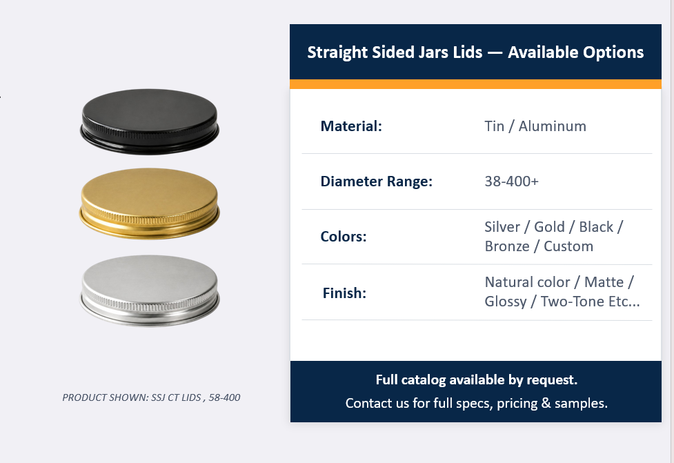 CT Lids for Straight Sided Jars